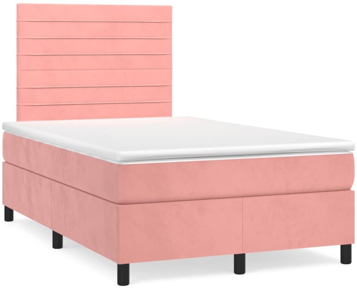 vidaXL Boxspringbett mit Matratze Rosa 120x190 cm Samt 3270006 Bild 1