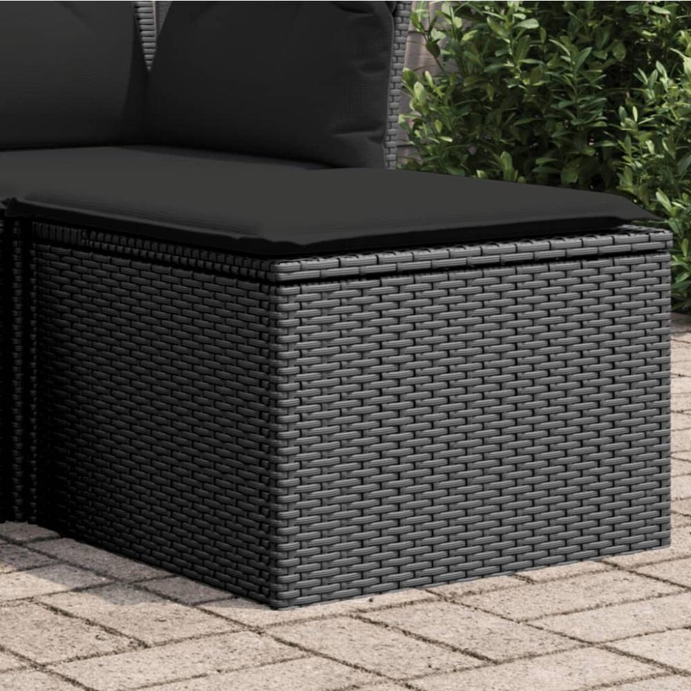 vidaXL Gartenhocker mit Kissen Schwarz 55x55x37 cm Poly Rattan 365968 Bild 1