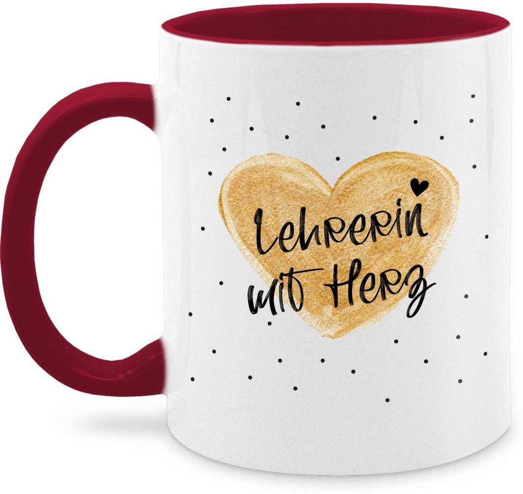 Shirtracer Tasse Lehrerin mit Herz, Lehrerin Geschenke, Abschiedsgeschenke Schule Leh, Keramik, Lehrerin Bild 1