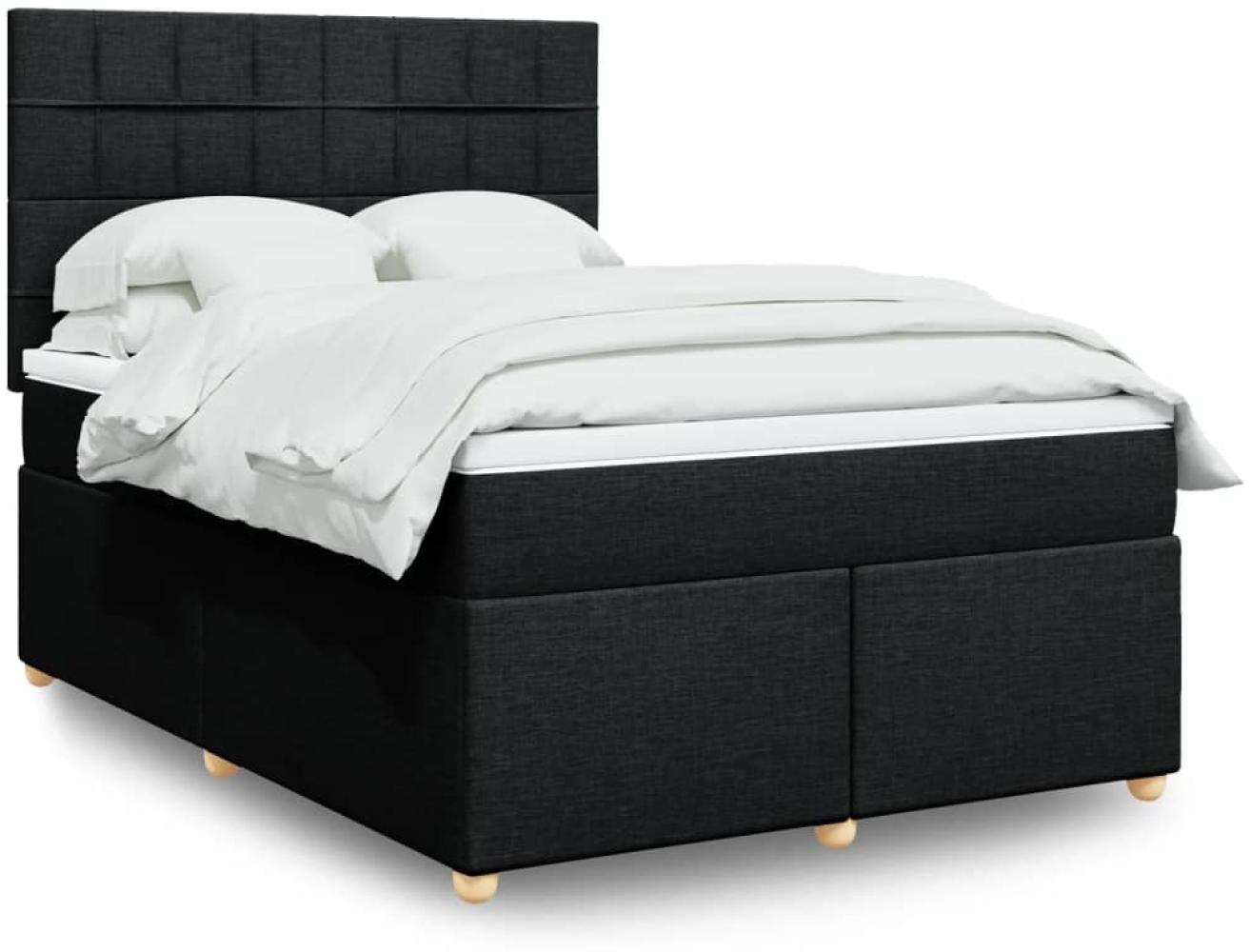 vidaXL Boxspringbett mit Matratze Schwarz 140x190 cm Stoff 3293577 Bild 1