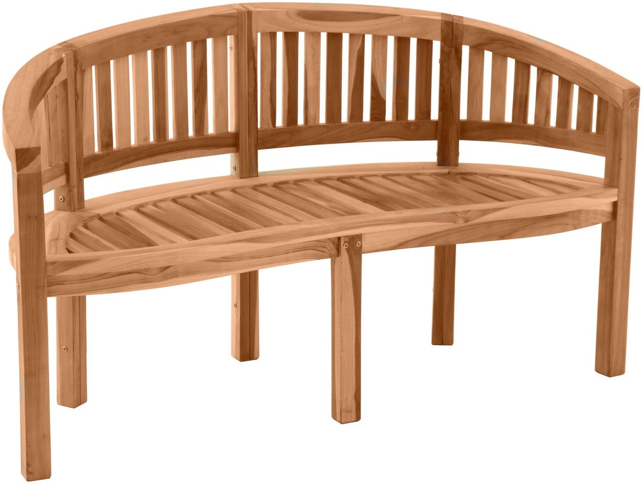 Gartensitzbank in Bananenform 150cm Teak Sitzbank Parkbank Bank Holzbank massiv Bild 1