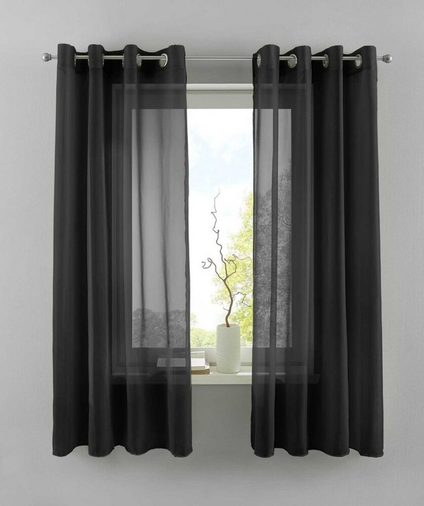 Gardinenbox Gardine (2 St), Ösen, transparent, Voile, 2er Set Transparent »Basel« Bleiband Store 20332TR2 Bild 1