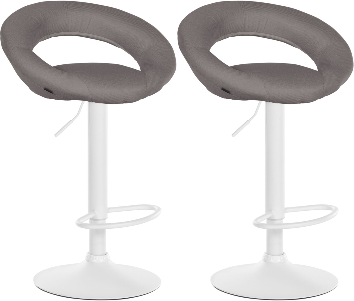 CLP 2er Set Barhocker Olinda Stoff drehbar und höhenverstellbar,grau weiß Bild 1