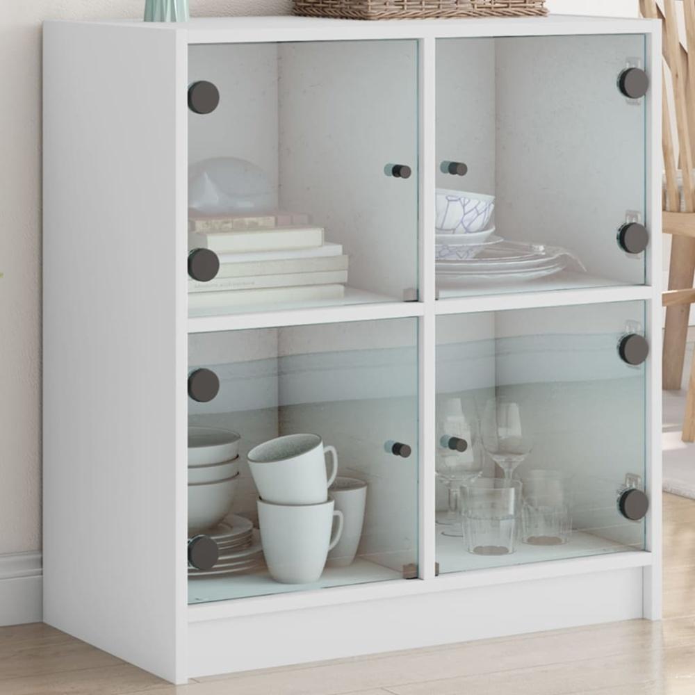 vidaXL Beistellschrank mit Glastüren Weiß 68x37x75,5 cm 836378 Bild 1