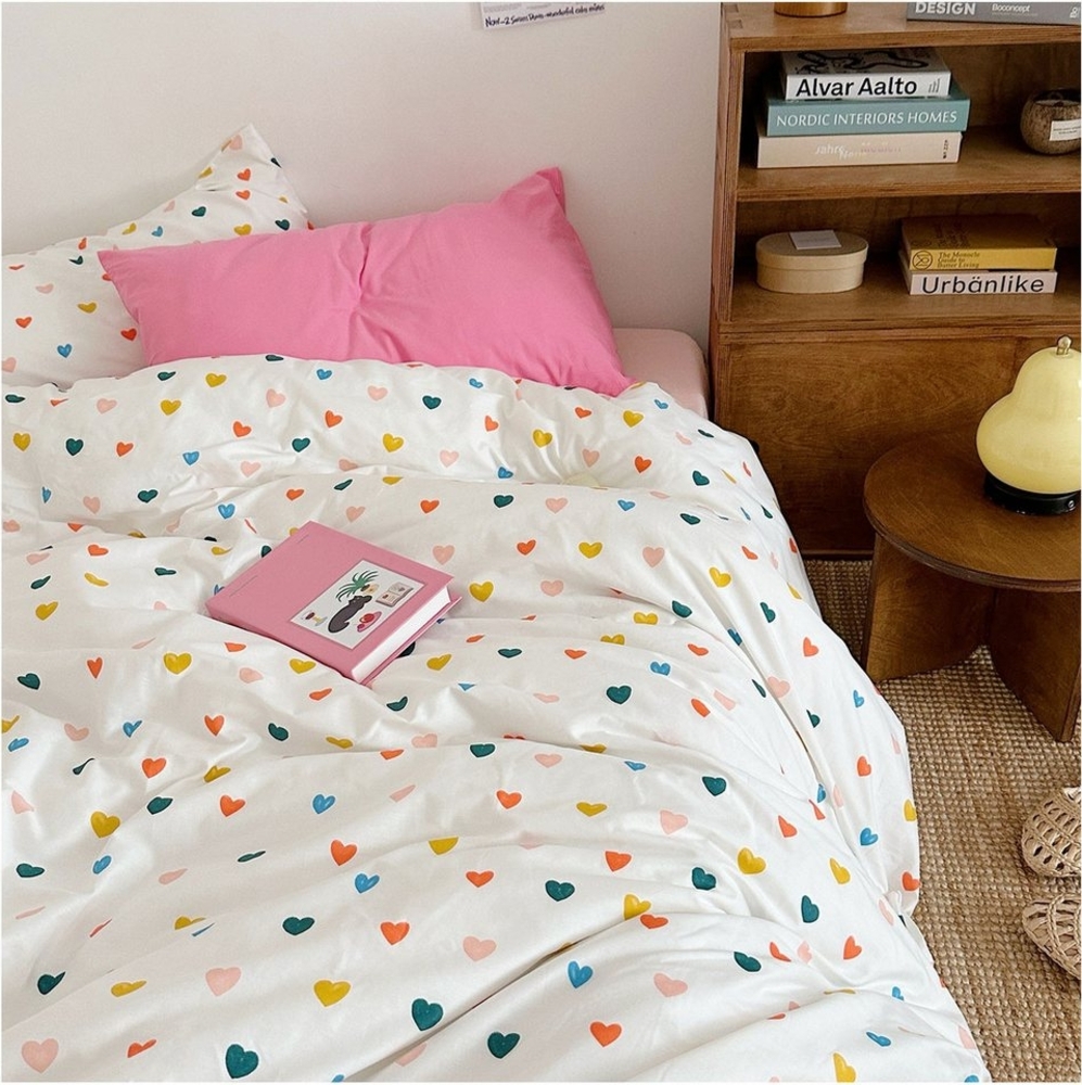 KEAYOO Bettwäsche Bunt Herz, Baumwolle, 2 teilig, Baumwolle Bettwäsche Mit Reißverschluss Bild 1
