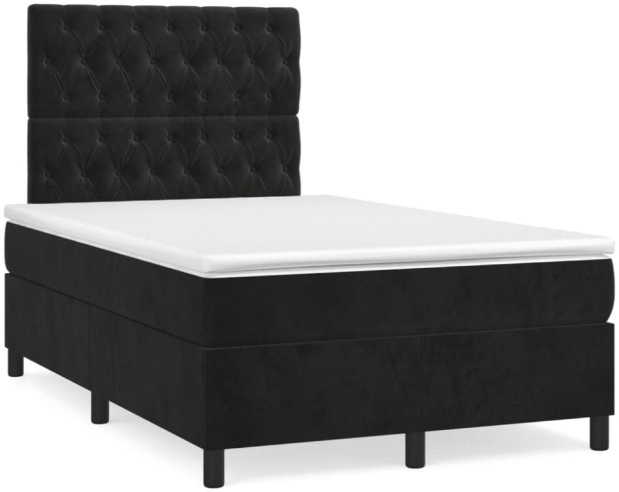 vidaXL Boxspringbett mit Matratze Schwarz 120x190 cm Samt 3270015 Bild 1