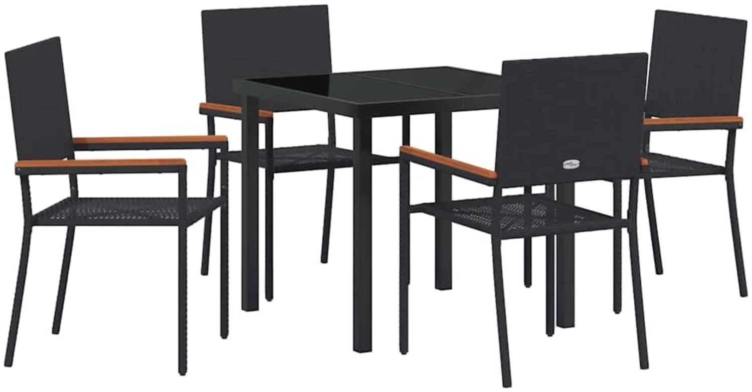 vidaXL Garten Essgruppe mit Kissen 5 pcs Schwarz Poly-Rattan 3379703 Bild 1