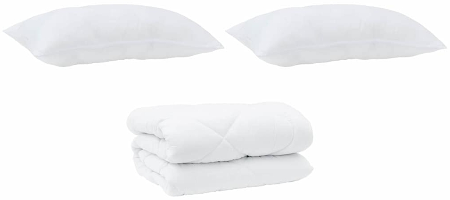 vidaXL Winterbettdecke mit Kissen 3 pcs Weiß Mikrofaser 3377747 Bild 1