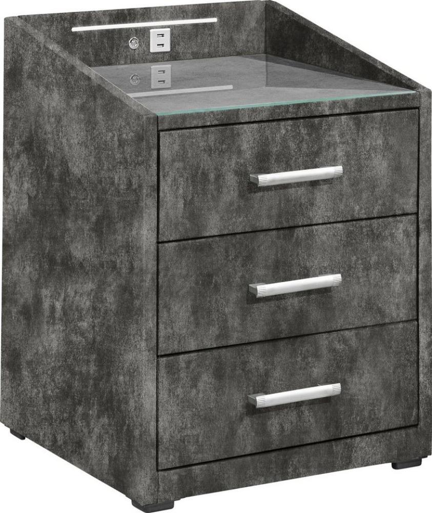 MOON Nachttisch Boxspringbett, Infinity Elephant - Funktionaler Nachtschrank mit USB-Anschluss und LED-Beleuchtung - 47 x 61 x 46 cm (B/H/T) Bild 1