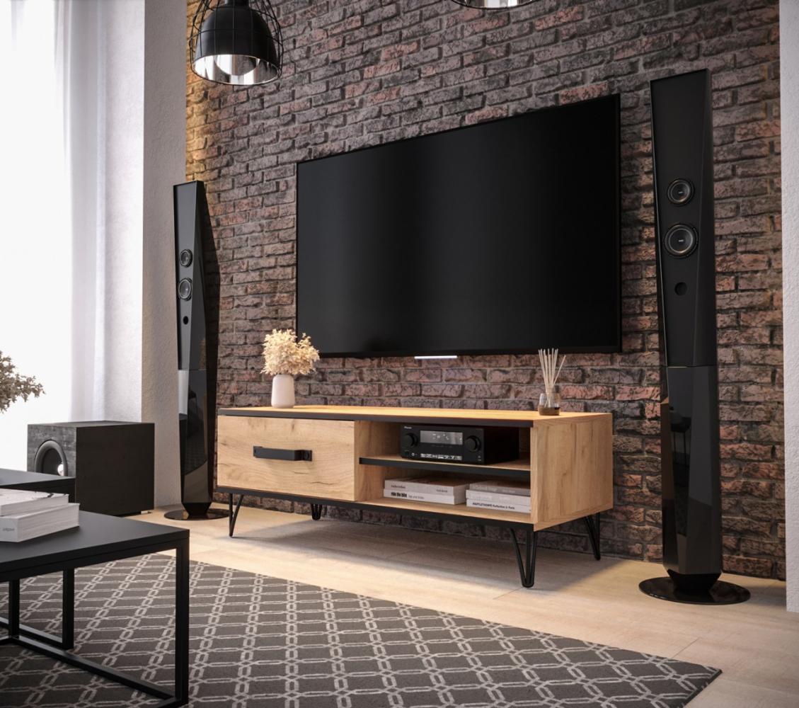Lowboard Mondi TV-Unterschrank 100 x 45 x 43 cm Gold Craft Oak schwarz Bild 1