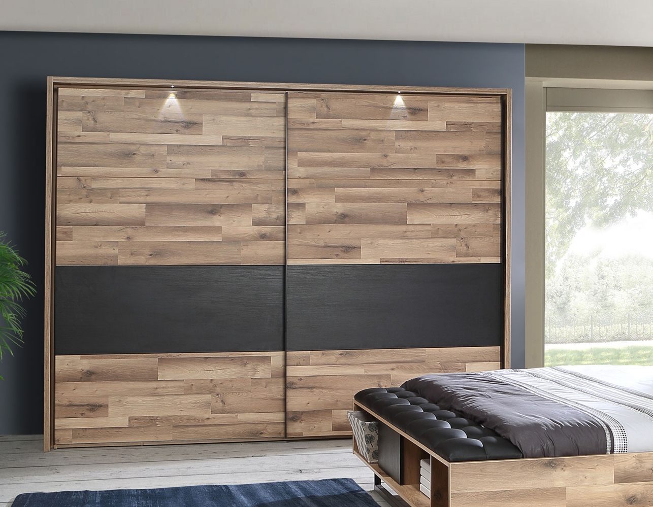 Schwebetürenschrank Kleiderschrank 270cm schwarzeiche stabeiche Mordern Bild 1