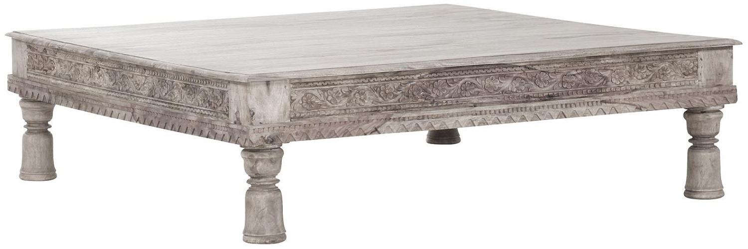 'Hamam' Couchtisch Sheesham massiv, weiß gewaschen 148x150 cm Bild 1