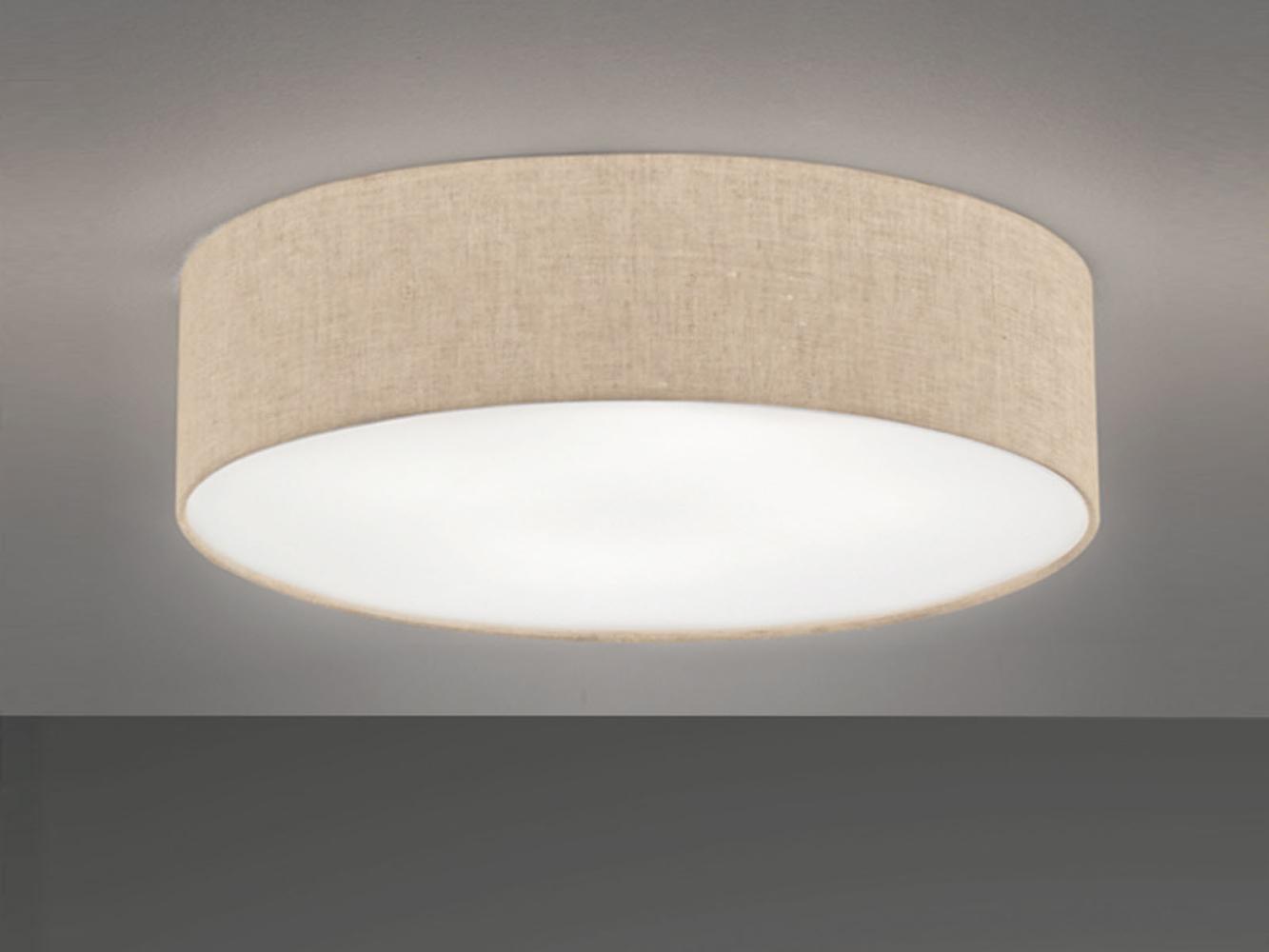 FISCHER & HONSEL LED Deckenleuchte, Dimmfunktion, LED wechselbar, Warmweiß, Große Designklassiker Stoff-Lampe Decke Lampenschirm Beige rund Ø 60cm Bild 1