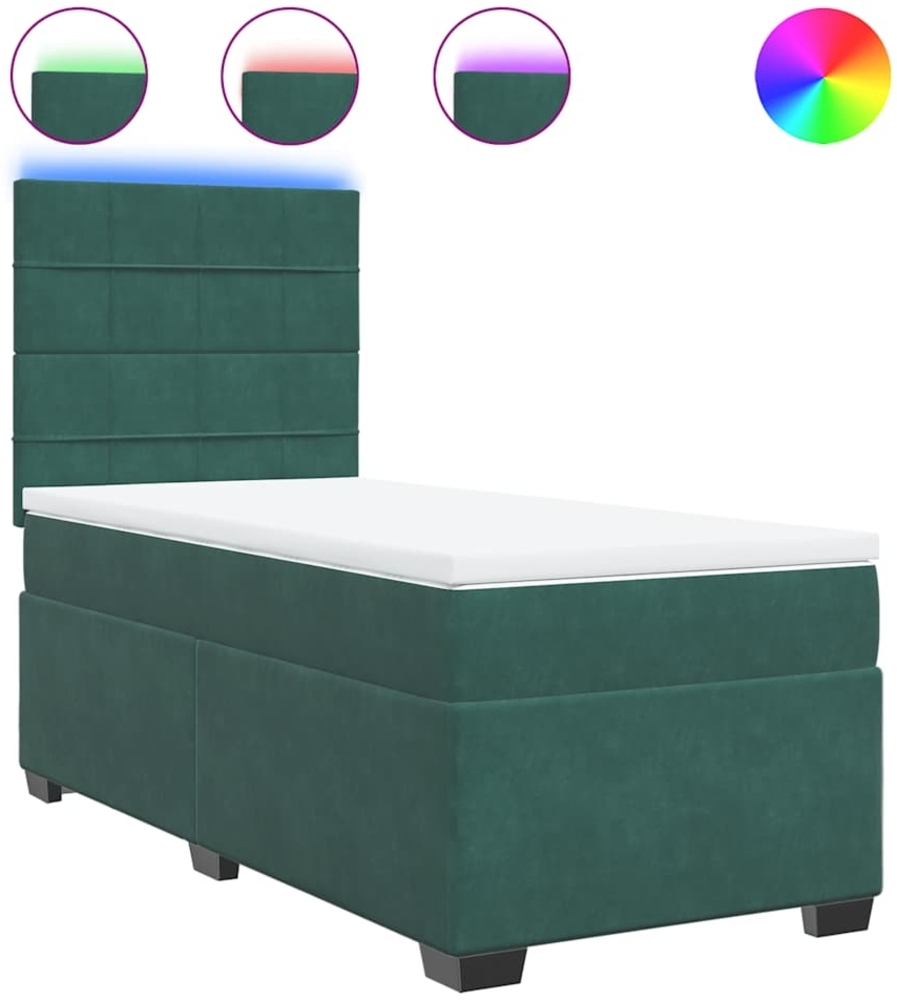 vidaXL Boxspringbett mit Matratze Dunkelgrün 80x200 cm Samt 3293065 Bild 1