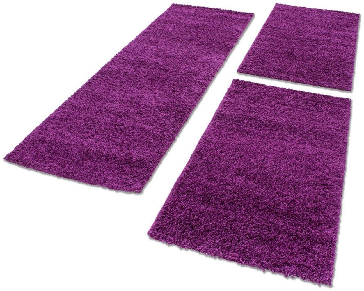 Carpettex Hochflor-Bettumrandung Unicolor - Einfarbig, Höhe 30 mm, (Bett-Set, 3-tlg, Bettvorlage), Schlafzimmer Teppich Bettumrandung Läufer Set 3 teilig Bild 1