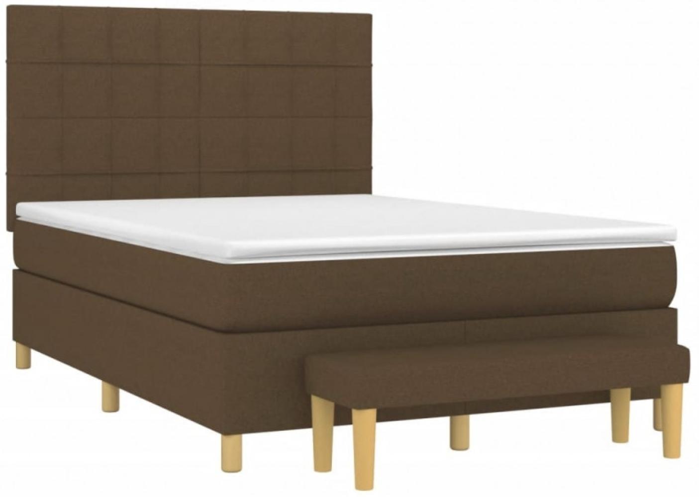 vidaXL Boxspringbett mit Matratze Stoff Dunkelbraun 140 x 190 cm, Härtegrad: H2 [3137152] Bild 1