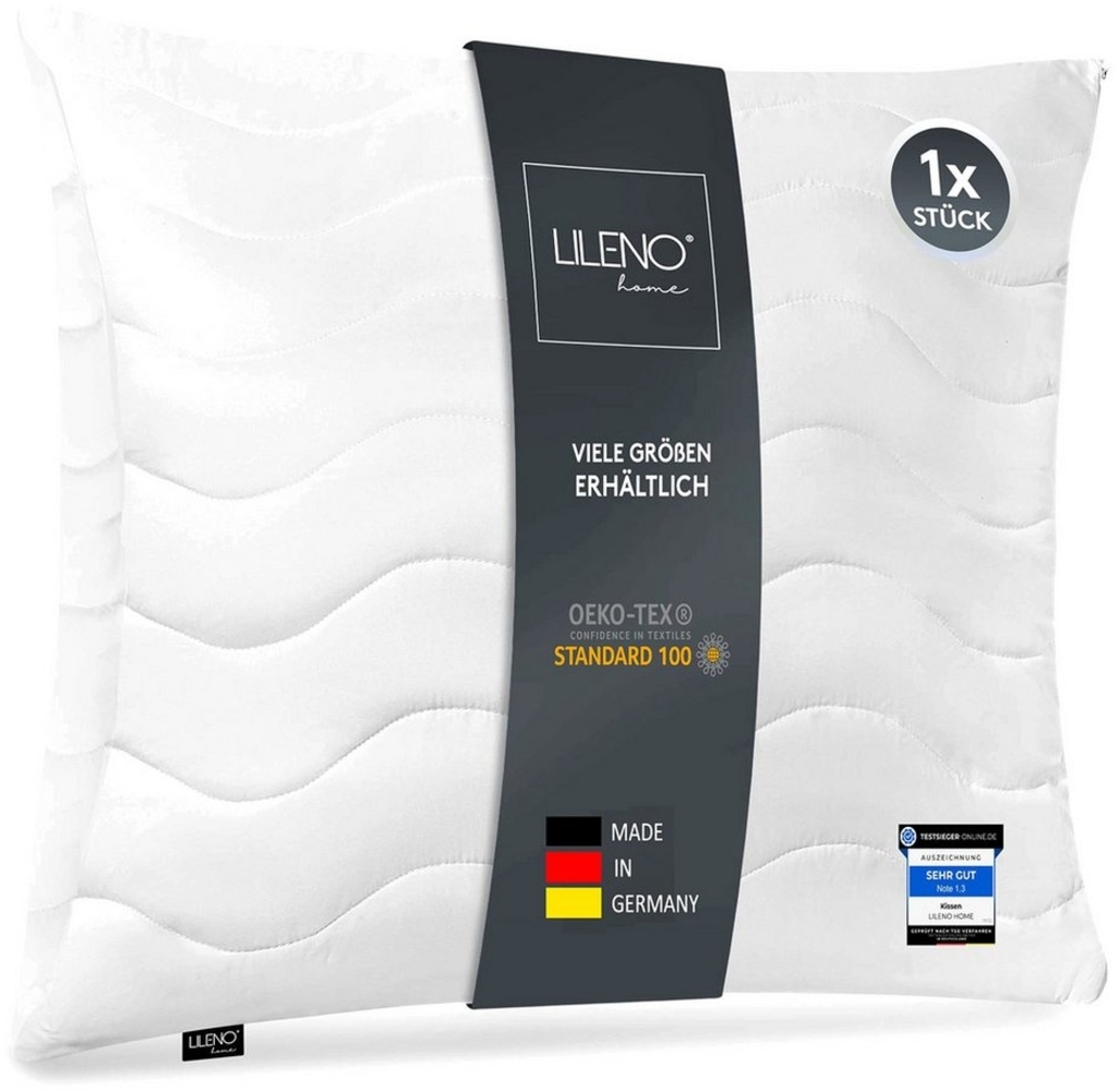 LILENO HOME Kopfkissen - gestepptes Kissen in verschiedenen Größen - Made in Germany, Füllung: 100% Polyester, Rückenschläfer, Seitenschläfer, Bauchschläfer, Spar-Set, 1er Set, Kopfkissen 65x65 cm, allergikergeeignet, Bettkissen oder Dekokissen Bild 1