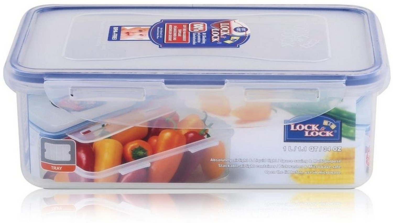 Vorratsdose rechteckig, 1,0 l mit Ablaufgitter 205 x 134 x 69 mm Bild 1