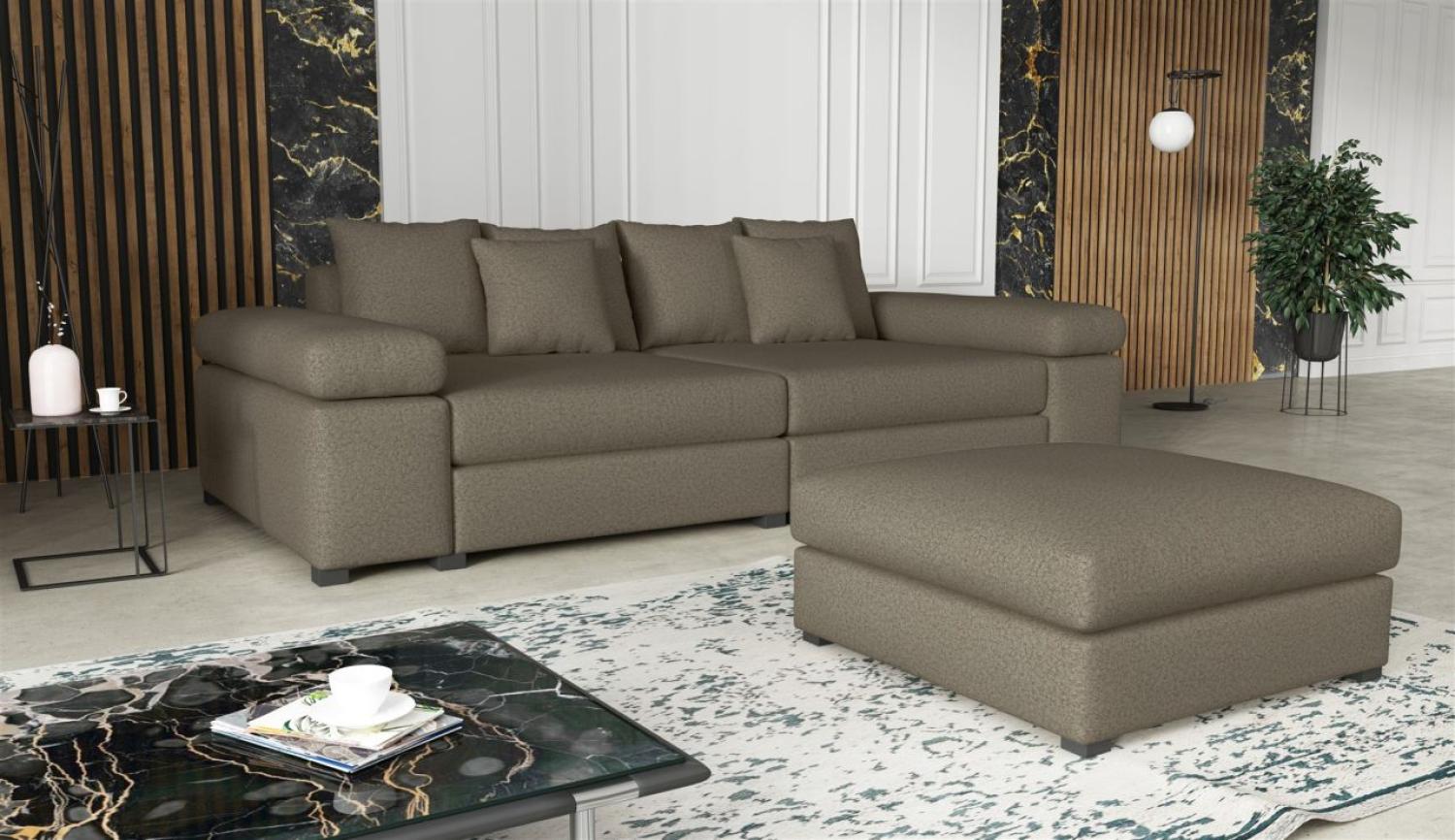 Big Sofa Megasofa Riesensofa AREZZO inkl. Hocker Stoff Now or Never Milchkaffee Bild 1