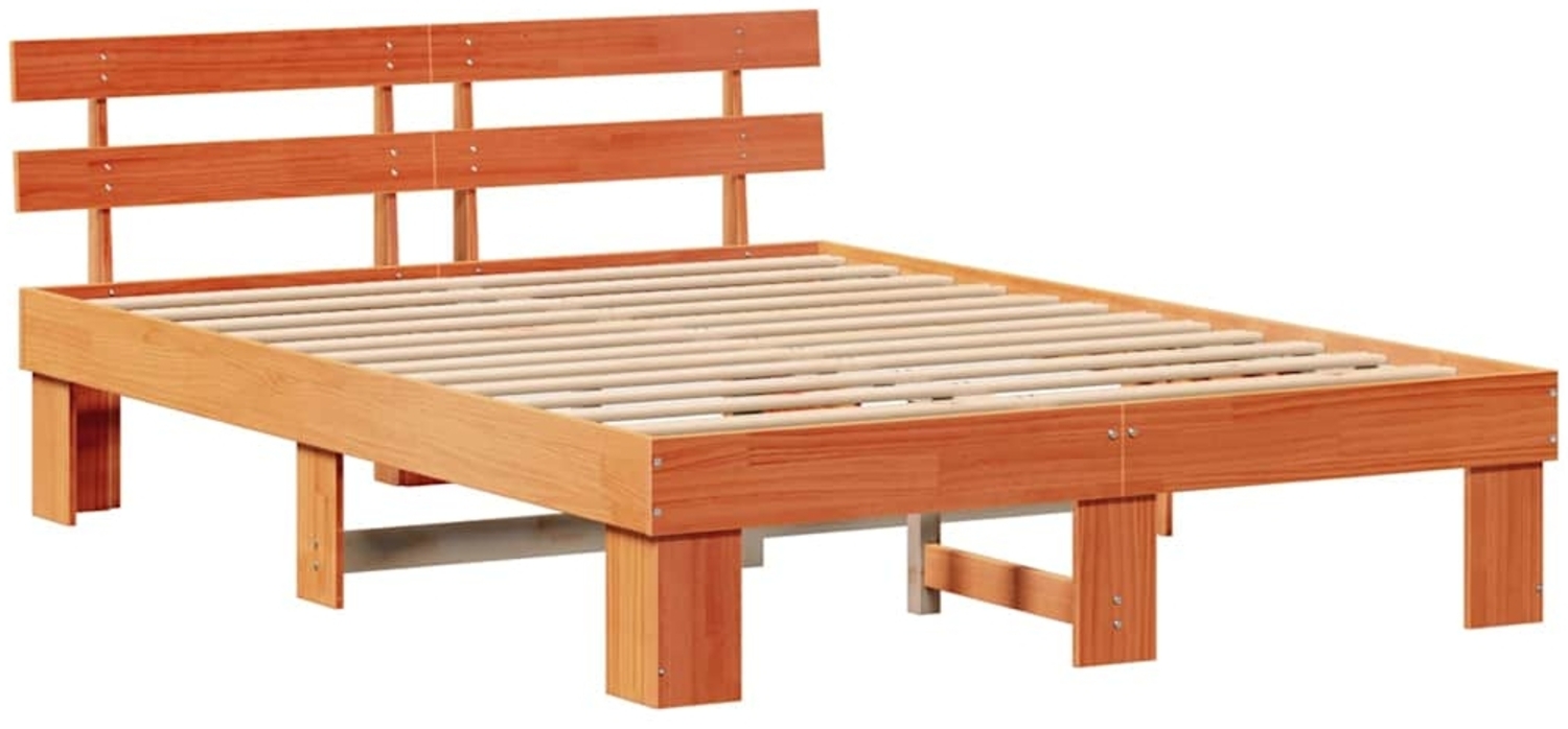 vidaXL Bettrahmen Wachsbraun 140 x 200 cm Massives Kiefernholz 872442 Bild 1