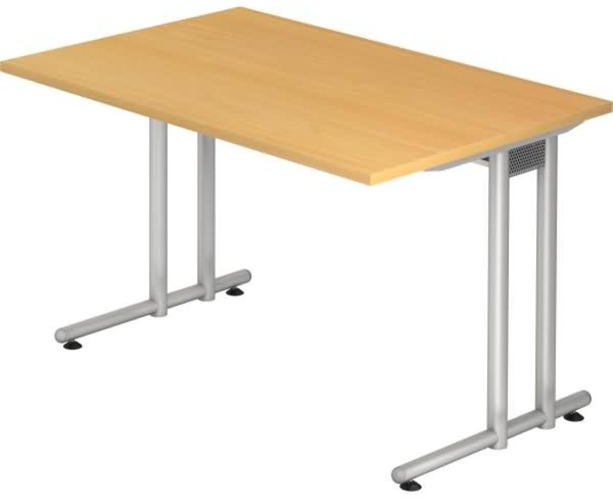 Schreibtisch NS12 C-Fuß 120x80cm Buche Gestellfarbe: Silber Bild 1