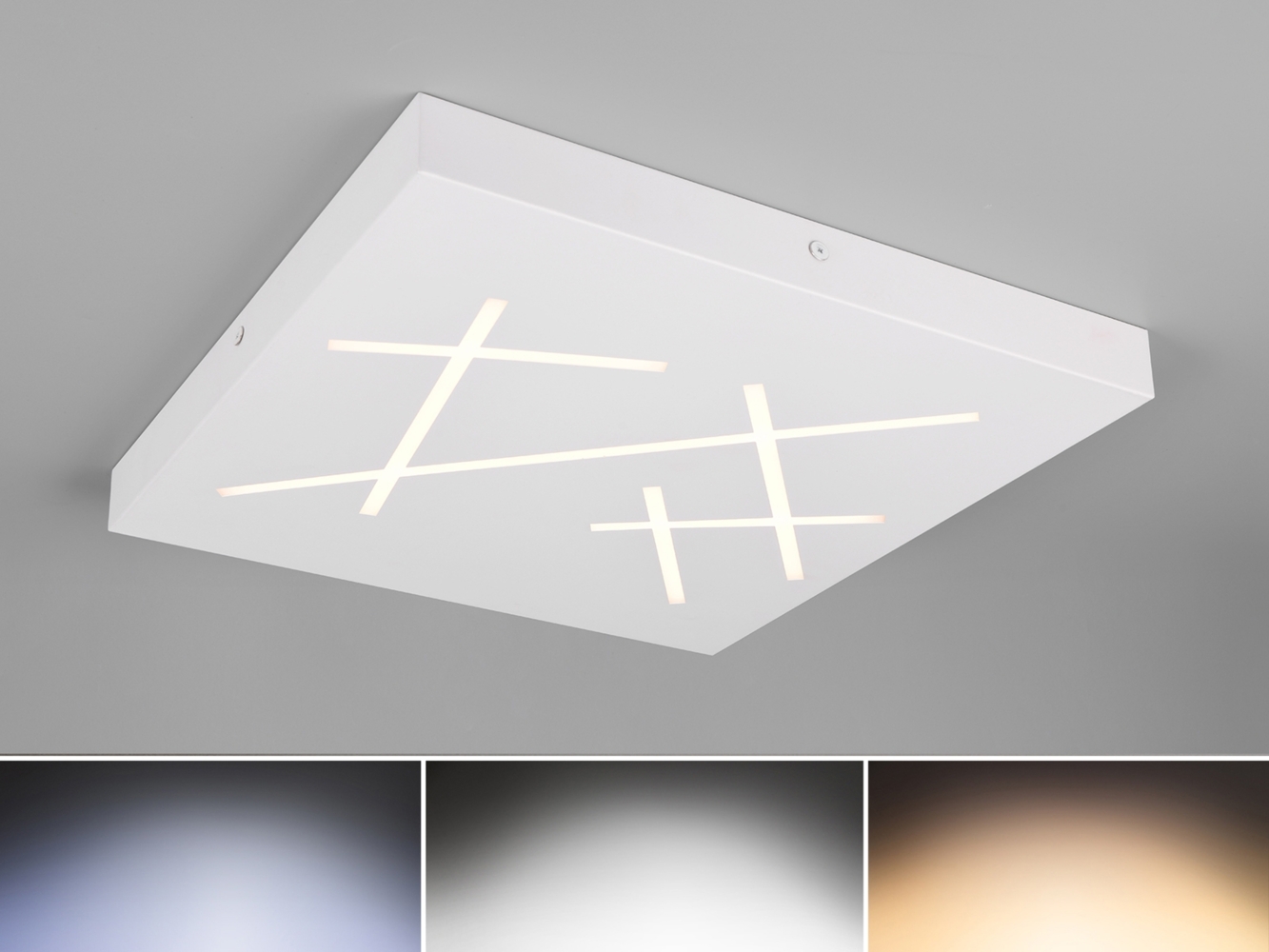 LED Deckenleuchte SNIP flach dimmbar Fernbedienung Weiß Quadrat 50cm Bild 1