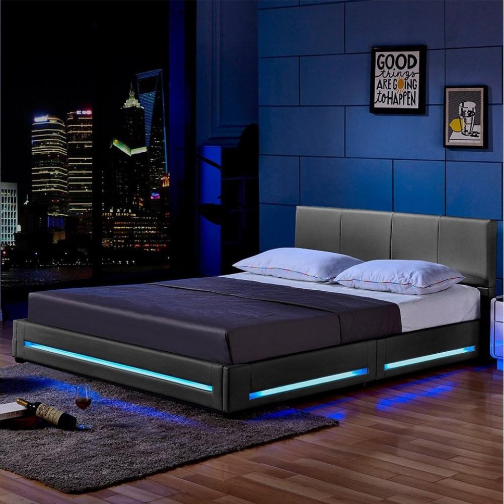 HOME DELUXE LED Bett ASTEROID mit Matratze – 180 x 200 cm Dunkelgrau Bild 1