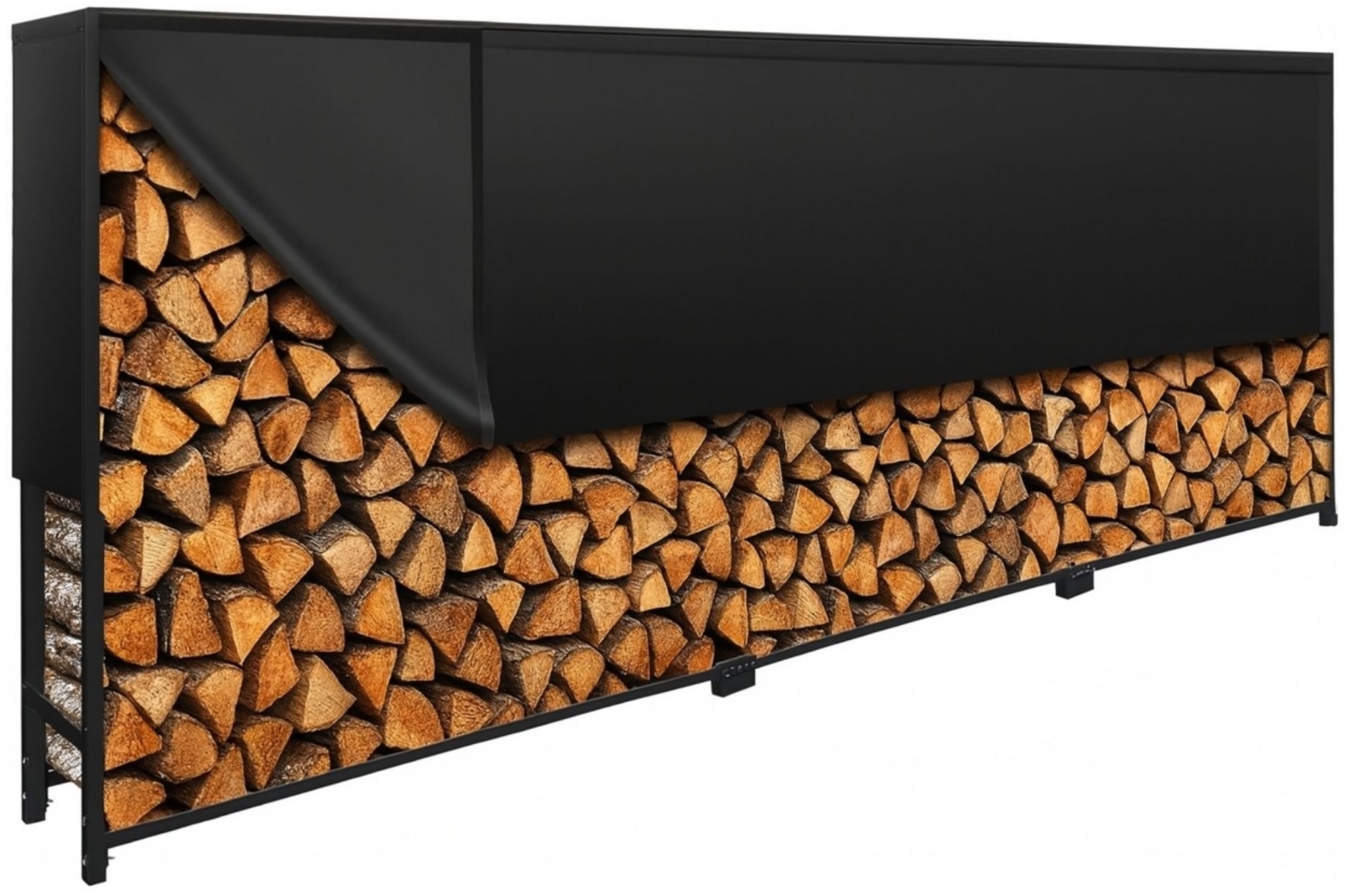 Kaminholzregal Metall 300 x 25 x 115 cm Brennholzregal 1000 kg mit Abdeckung Bild 1