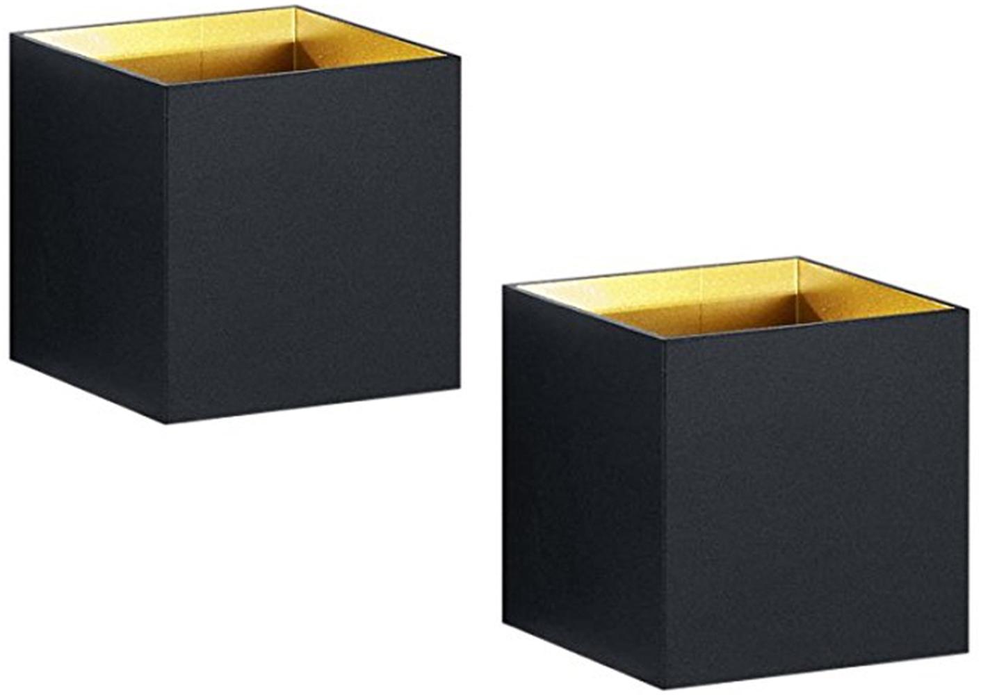 Moderne up & down LED Wandleuchten 2er Set Kubus schwarz matt/ gold, 10x10x10cm Bild 1