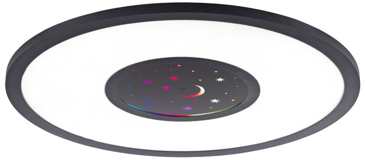 LED Deckenlampe, Fernbedienung, RGB Mond/Sterne, Drehplatte, D 40 cm Bild 1