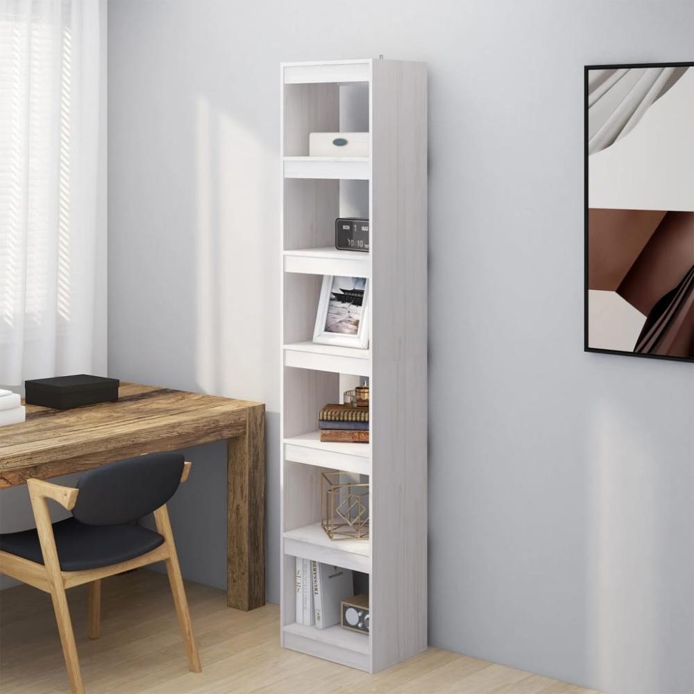 vidaXL Bücherregal/Raumteiler Weiß 40 x 30 x 199 cm Massivholz Kiefer 808154 Bild 1