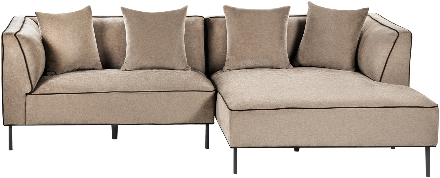 Ecksofa 3-Sitzer SATER Chenillegewebe Hellbraun linksseitig Bild 1