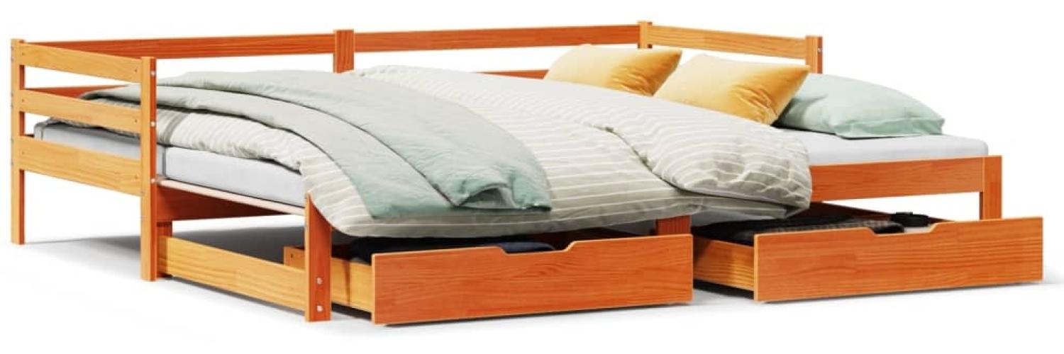 vidaXL Tagesbett Ausziehbar mit Schubladen 90x190 cm Massivholz Kiefer 3302163 Bild 1