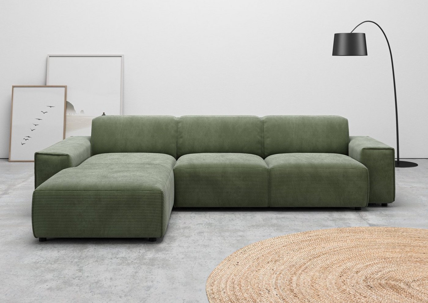 andas Ecksofa Glimminge auch in Breitcord, Feincord, Bouclé + Easy care-Bezug, L-Form, Breite 294, Zierkissen Bild 1