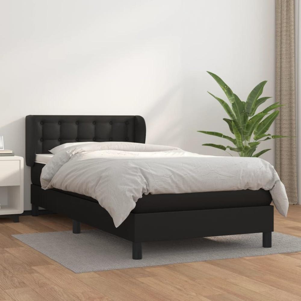 vidaXL Boxspringbett mit Matratze Schwarz 100x200 cm Kunstleder Bild 1