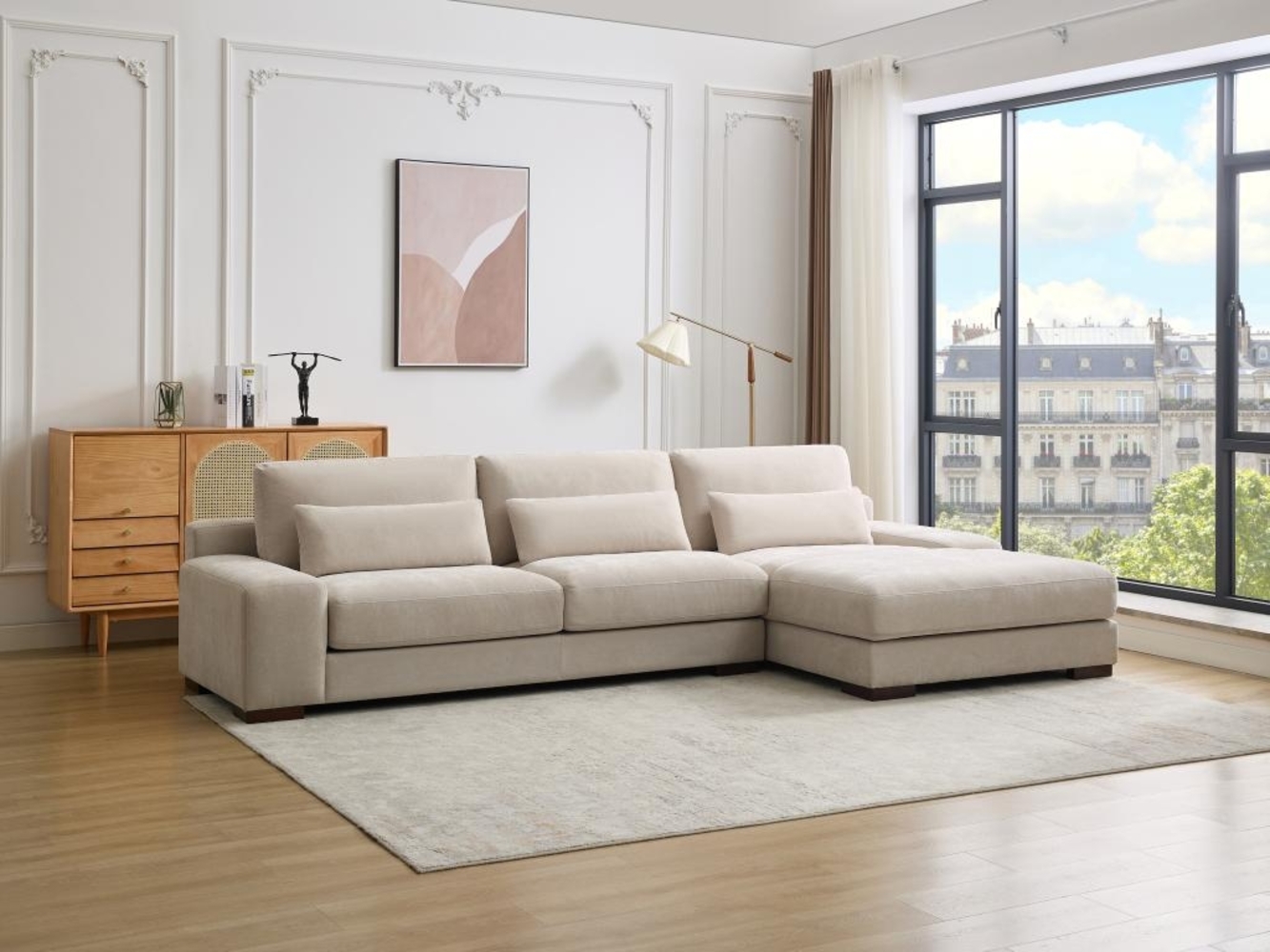 Vente-unique - Ecksofa - Ecke rechts - Stoff - Beige - STRALAO Bild 1