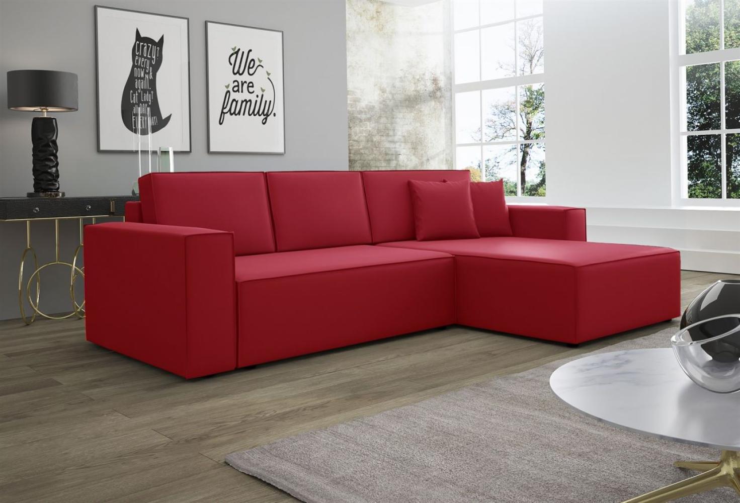 Ecksofa Schlafsofa Sofa CONOR Kunstleder Rot Ottomane Rechts Bild 1