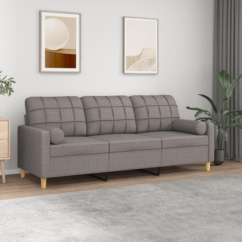 vidaXL 3-Sitzer-Sofa mit Zierkissen Taupe 180 cm Stoff 3200797 Bild 1