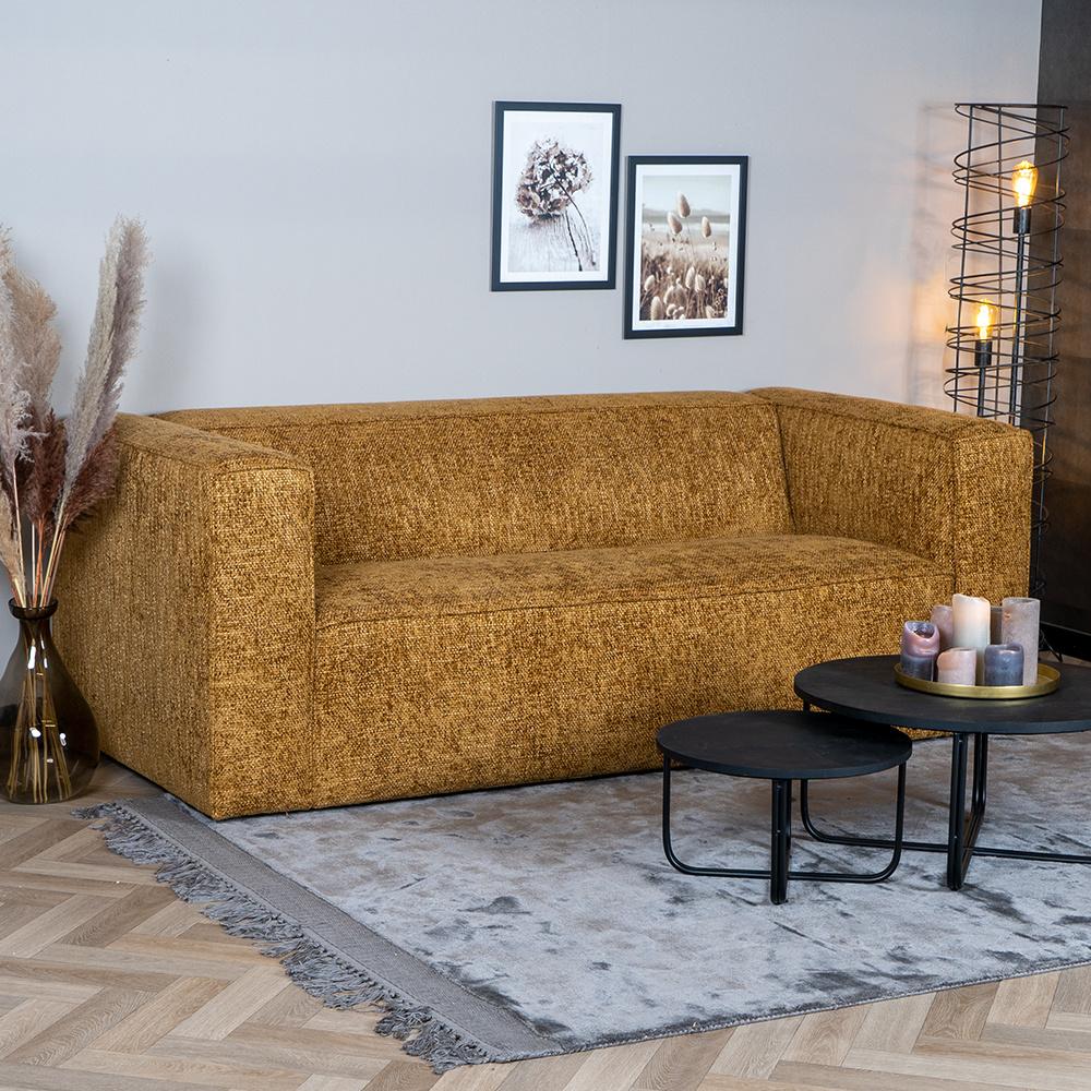 Bronx71 Chenille Sofa Memphis 2,5-Sitzer ockergelb/cognac Bild 1