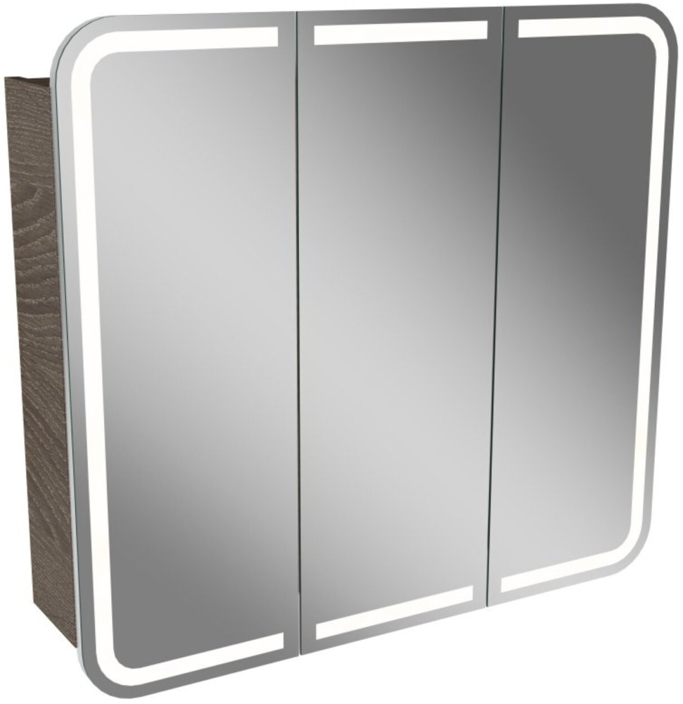 Lanzet M9 Spiegelschrank 80 cm mit umlaufender LED-Beleuchtung, Dunkelbraun Bild 1