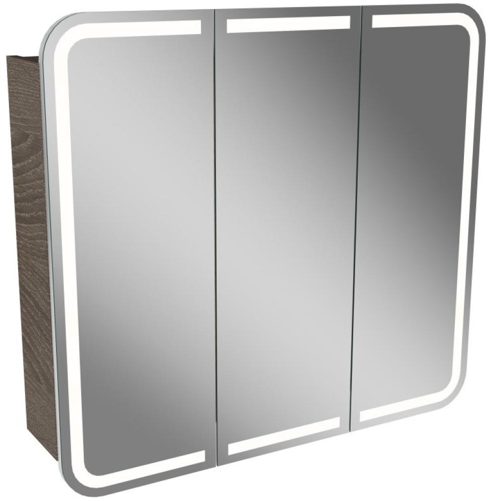 Lanzet M9 Spiegelschrank 80 cm mit umlaufender LED-Beleuchtung, Dunkelbraun Bild 1