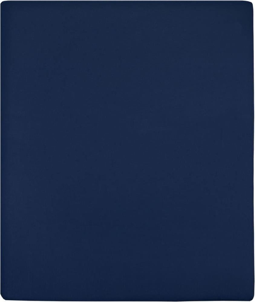 vidaXL Spannbettlaken Jersey Marineblau 90x200 cm Baumwolle 136230 Bild 1