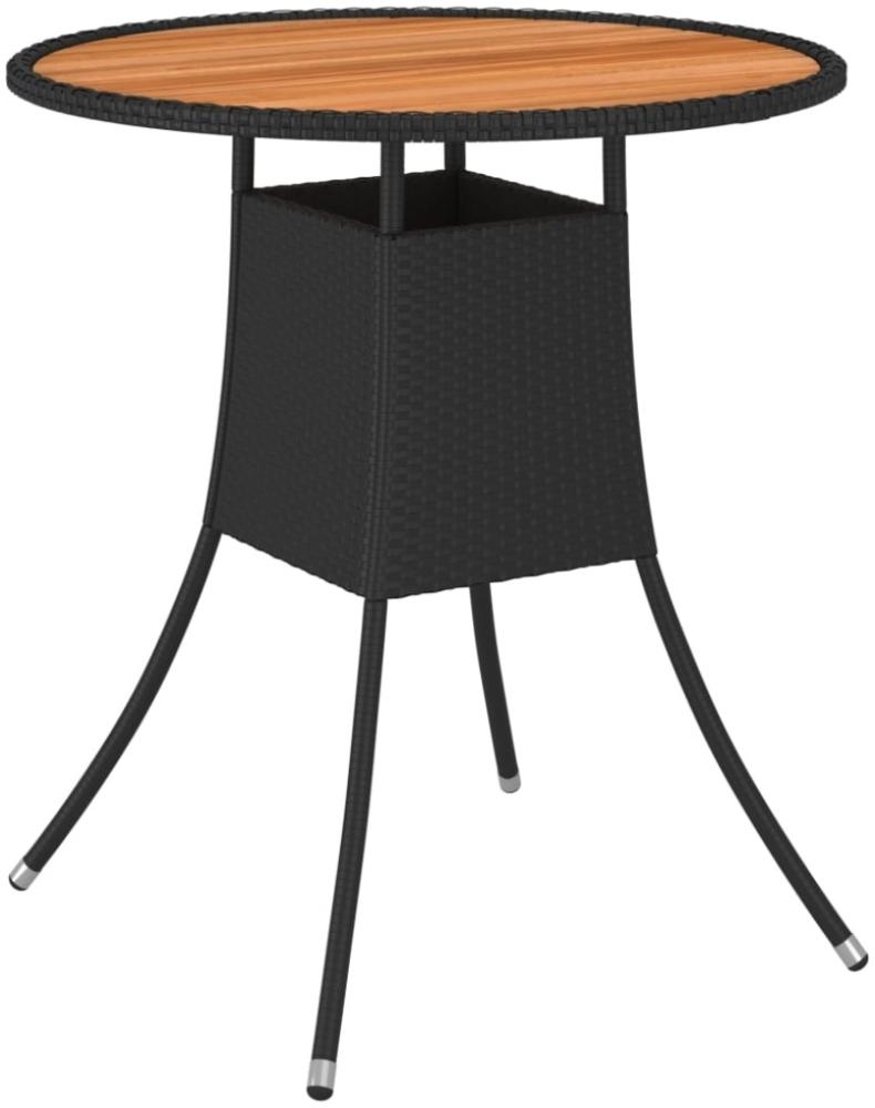 vidaXL Garten-Esstisch Schwarz Ø 70 cm Poly Rattan Massivholz Akazie 310466 Bild 1