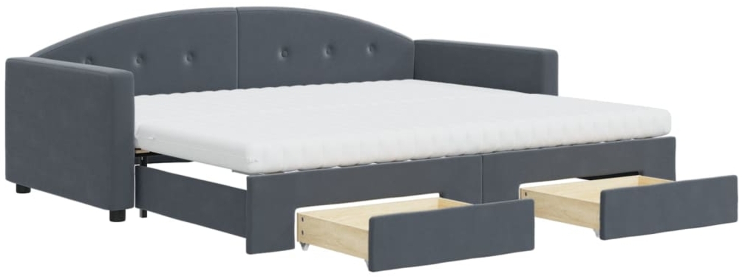 vidaXL Tagesbett Ausziehbar mit Schubladen Dunkelgrau 90x190 cm Samt 3197387 Bild 1