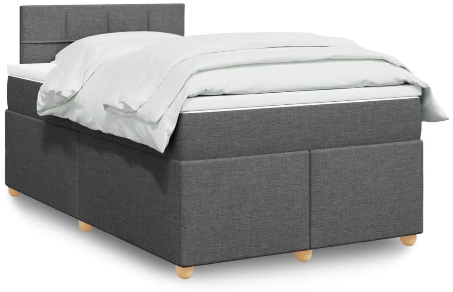 vidaXL Boxspringbett mit Matratze Dunkelgrau 120x200 cm Stoff 3288948 Bild 1