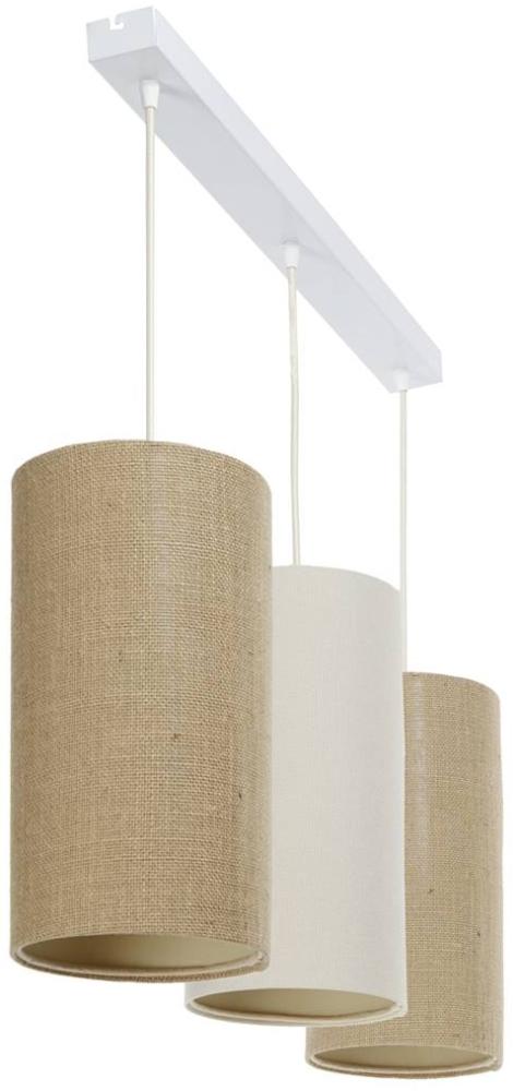 BPS Koncept 0T0-L3-012 Hängeleuchte BOHO ELEGANT E27 3x40W Stoff strukturiert auf PVC-Kunststoff beige, weiß H:102cm Ø15cm dimmbar Bild 1