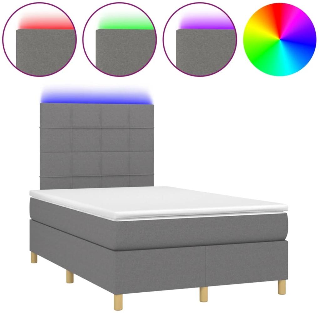 vidaXL Boxspringbett mit Matratze & LED Dunkelgrau 120x190 cm Stoff 3270247 Bild 1