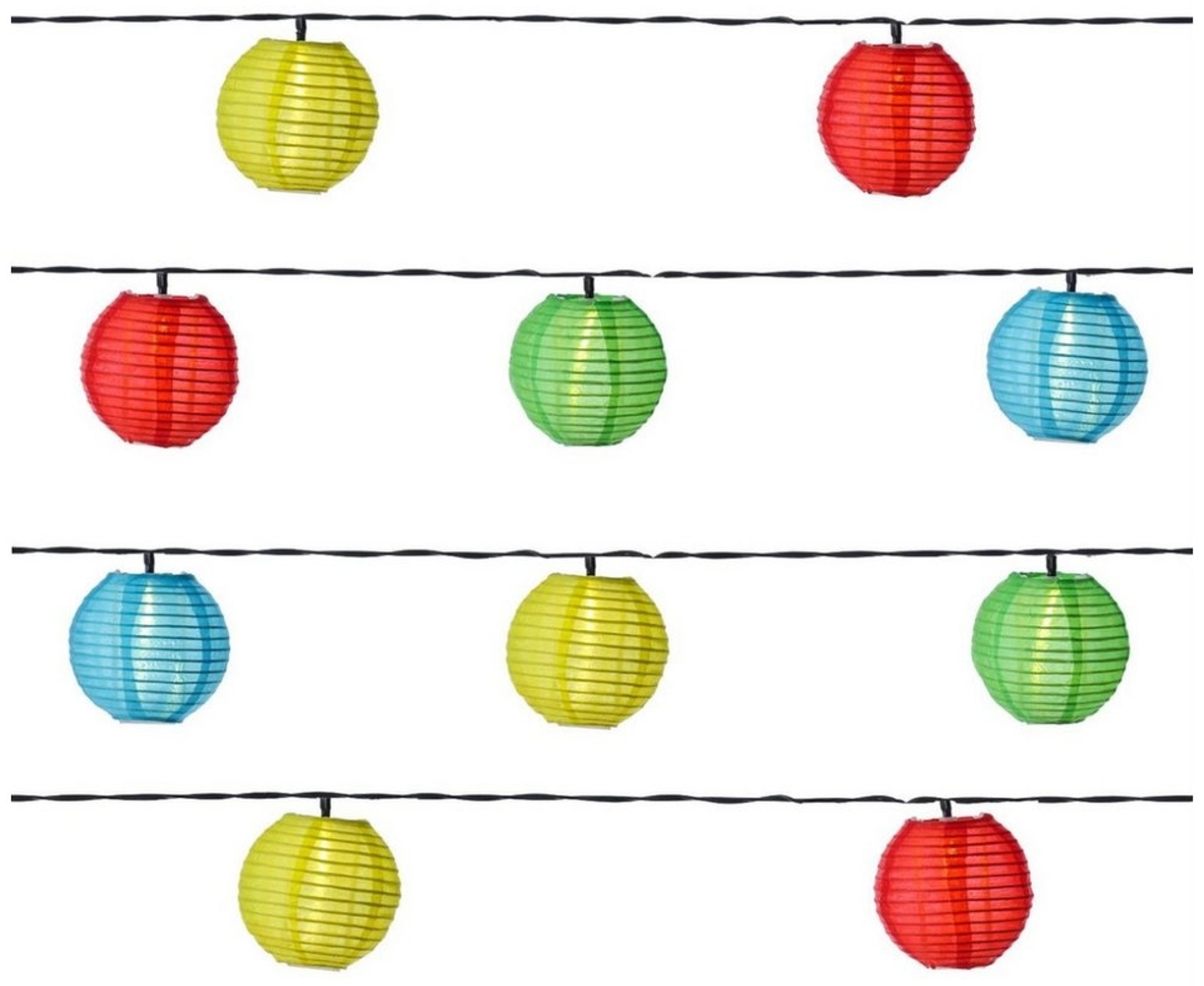 MARELIDA LED-Lichterkette Solar Lampionkette 10 bunte Lampions 8 Funktionen 4,5m Garten Balkon, 10-flammig Bild 1