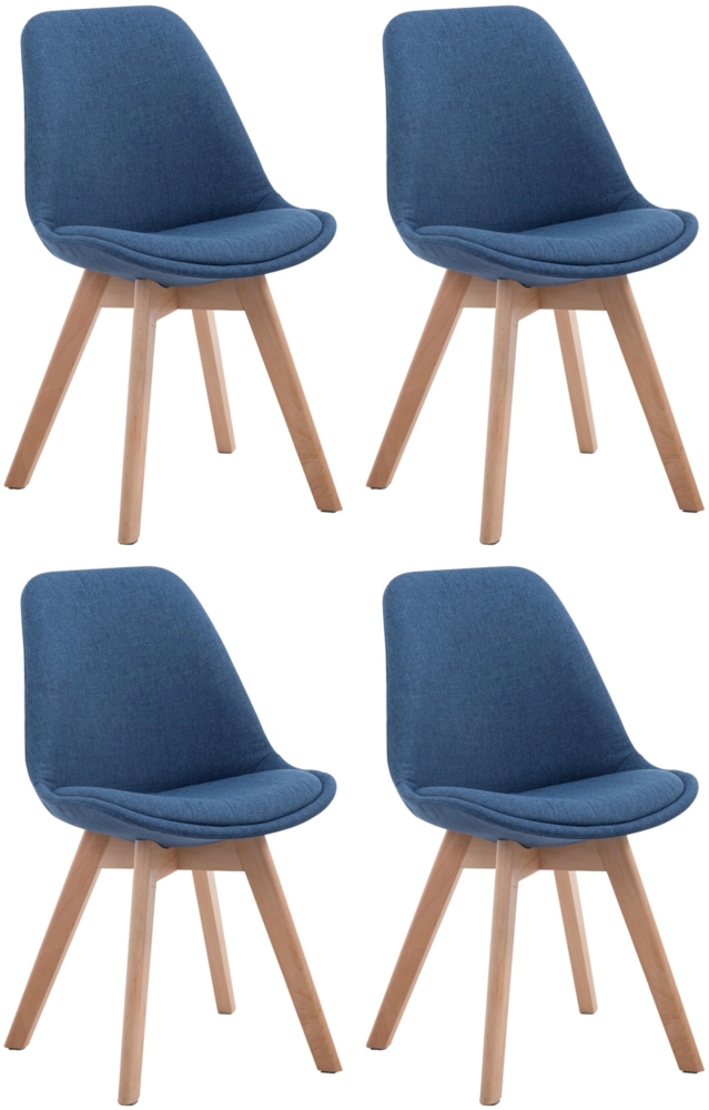 CLP 4er Set Besucherstühle Borneo V2 Stoff mit Polsterung,blau natura Bild 1