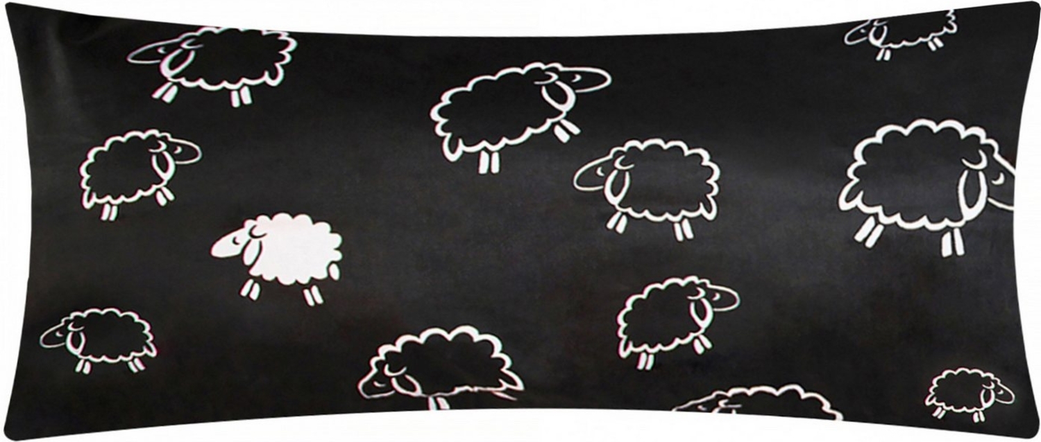 Heubergshop Kissenbezug, (1 Stück), 40x80cm – Schafe Lämmer Schwarz Weiß 100% Baumwolle (1 x 99/1 40x80) Bild 1